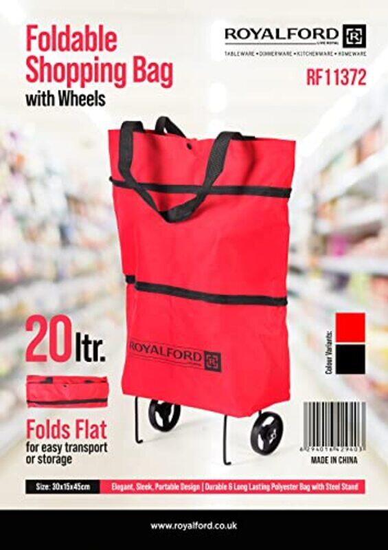 Royalford Foldable Shopping Trolley Bag, 20L, RF11372, Red