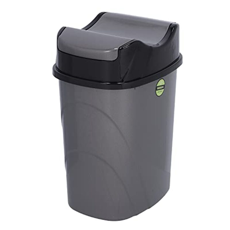 Royalford Plastic Wet/Dry Garbage Bin with Lid, 15 Liters, Grey/Black