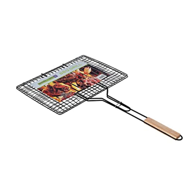 Royalford Folding Portable BBQ Grill Basket, RF10384, Black