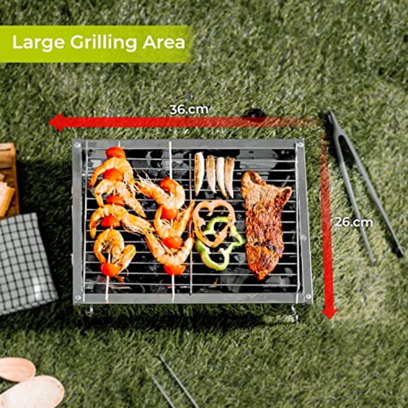 Royalford Portable Folding Charcoal BBQ Grill, RF10361, Silver