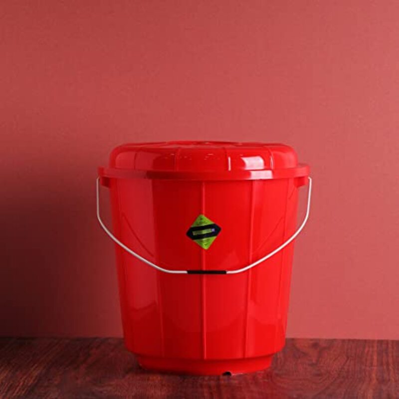 Royalford Plastic Bucket with Lid, RF11716, Red, 25L