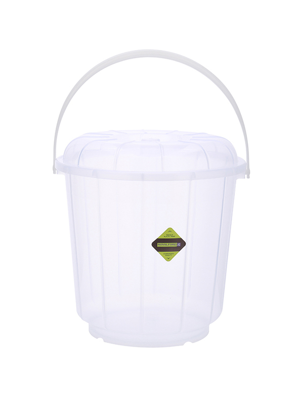 RoyalFord Economy Transparent Bucket with Lid, 20 Liter, Clear