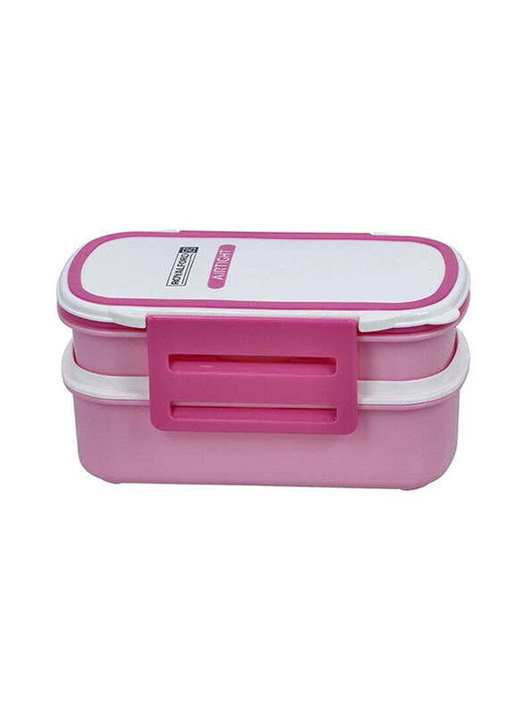 

RoyalFord 2 Layer Air Tight Lunch Box, 2 Liters, Pink/White