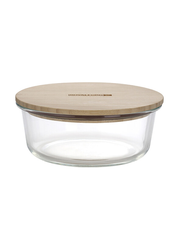 

RoyalFord Round Glass Food Container with Bamboo Lid, 650ml, RF10324, Clear