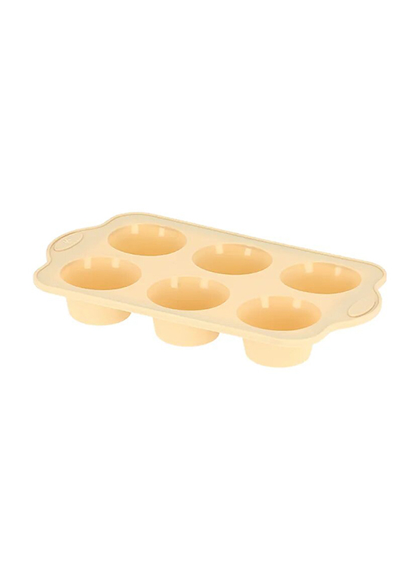 RoyalFord 6 Cup Silicone Muffin Pan, 30 x 18cm, RF9801, Beige
