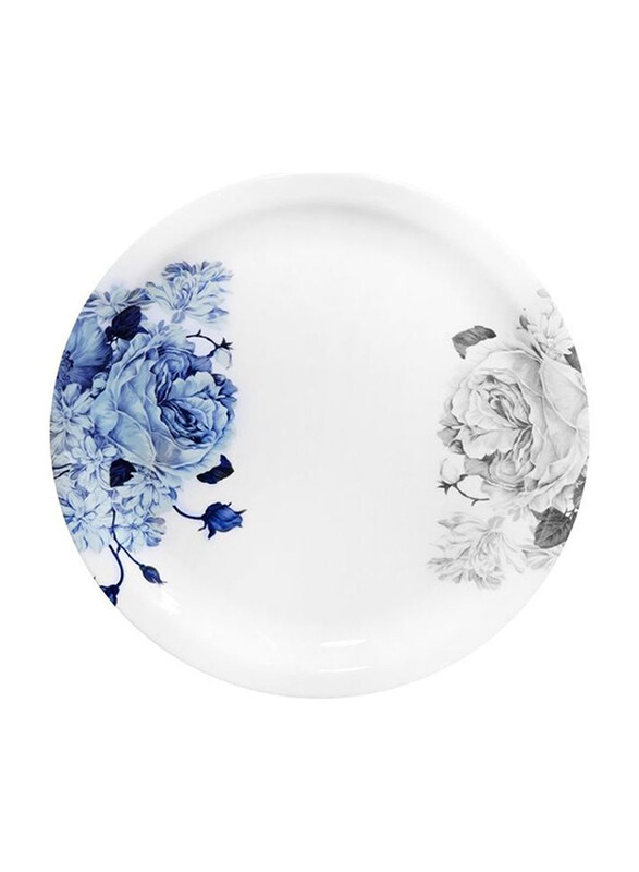 

RoyalFord 11-inch Melamine Aqua Rose Round Dinner Plate, RF8481, White/Blue