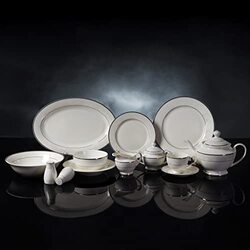 Royalford 83-Piece Premium Fine Bone Eco Friendly Dinner Plates & Bowls Set, RF11045, White