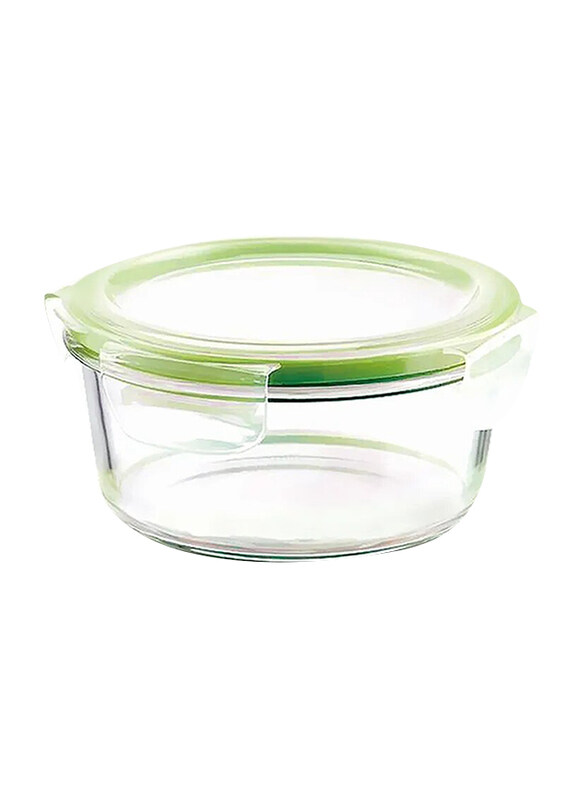 

RoyalFord Round Glass Airtight Container, 600ml, Clear/Green