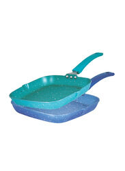 Royalford 26cm Non-Stick Square Cookware Extra Grill Fry Pan, RF8382, Blue