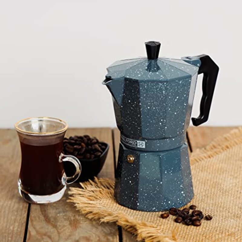 Royalford 50ml Espresso Coffee Maker Aluminium Coffee Maker, RF10437, Blue