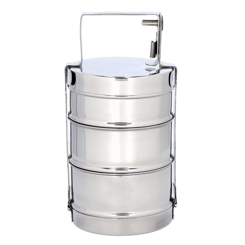 Royalford 3-Layer Stainless Steel Bombay Tiffin Lunch Box, RF10558, Silver