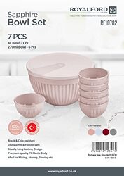 Royalford 7-Piece PP Plastic Sapphire Round Mixing Bowl Set, RF10782, Assorted