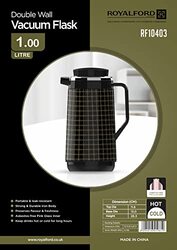 Royalford 1Ltr Double Wall Vacuum Flask with Lid, RF10403, Black