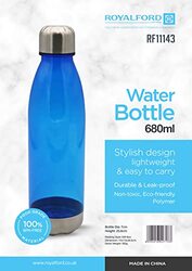 Royalford Polymer Water Bottle with Metal Cap, 680ml, Blue