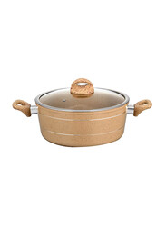 RoyalFord 22cm Granite Coated Smart Casserole with Glass Lid, RF9467, 37x23.5x11.5, Beige
