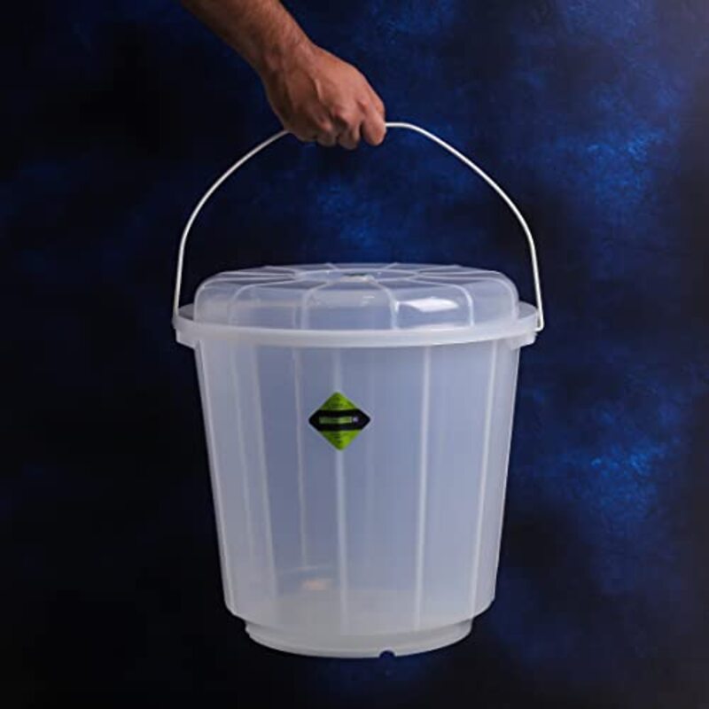 Royalford Transparent Plastic Bucket With Lid, RF11721, Clear, 18L