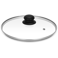 Royalford 24cm Tempered Glass Lid with Bakelite Knob, RF11725, Clear