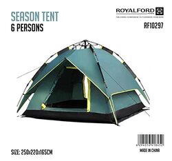 Royalford 6 Person Lightweight Portable Windproof Versatile Seasonal Tent, RF10297, Multicolour