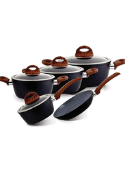 RoyalFord 9-Pieces Delight Aluminium Cookware Set, RF8904, Black