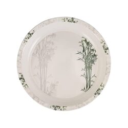 Royalford 18-inch Bamboo Design Melamine Ware Round Tray Plate, RF10417, White