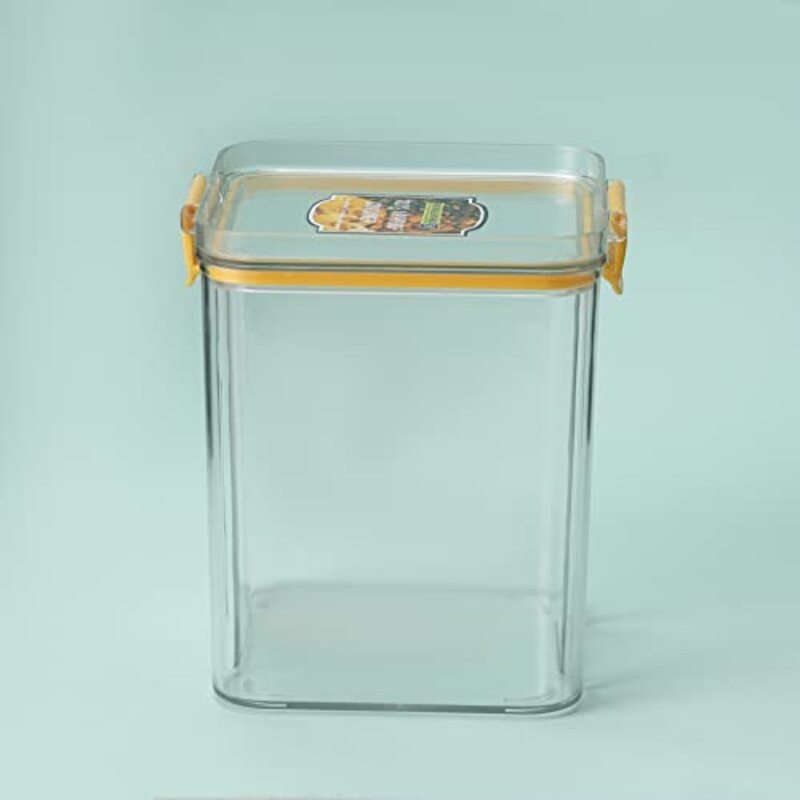 Royalford Square Plastic Airtight Container with Lid, 950ml, RF11259, Yellow/Clear