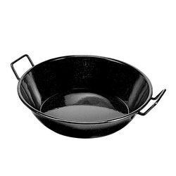 Royalford 28cm Non-Stick Round Aluminium Enamel Coated Induction Safe Wokpan with Raised Handles, RF11327, 31x28x6 cm, Black