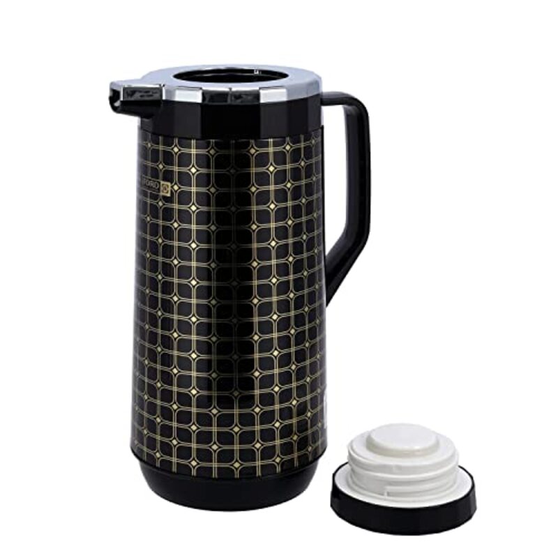 Royalford 1Ltr Double Wall Vacuum Flask with Lid, RF10403, Black