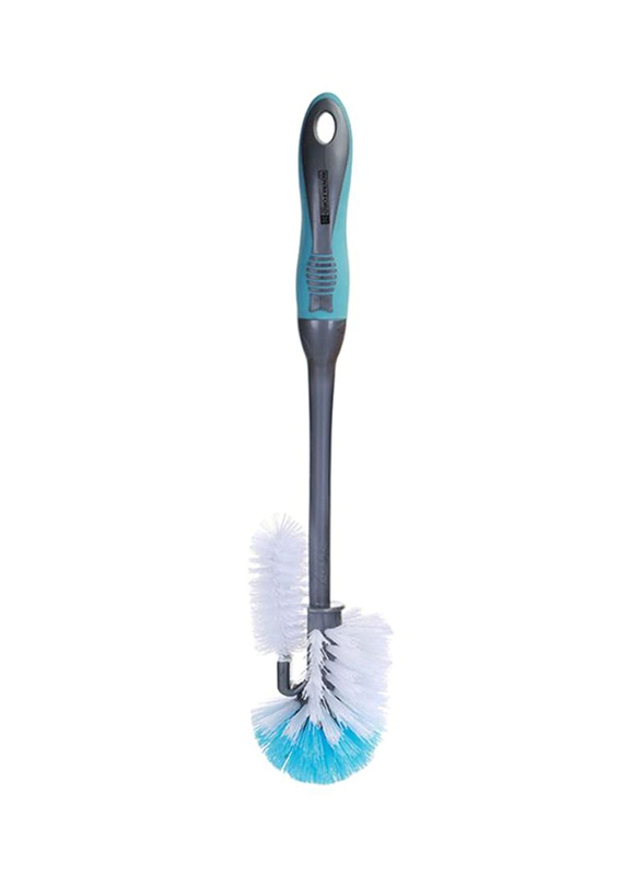RoyalFord Unique Cleaning Toilet Brush with Holder, Grey/White/Blue