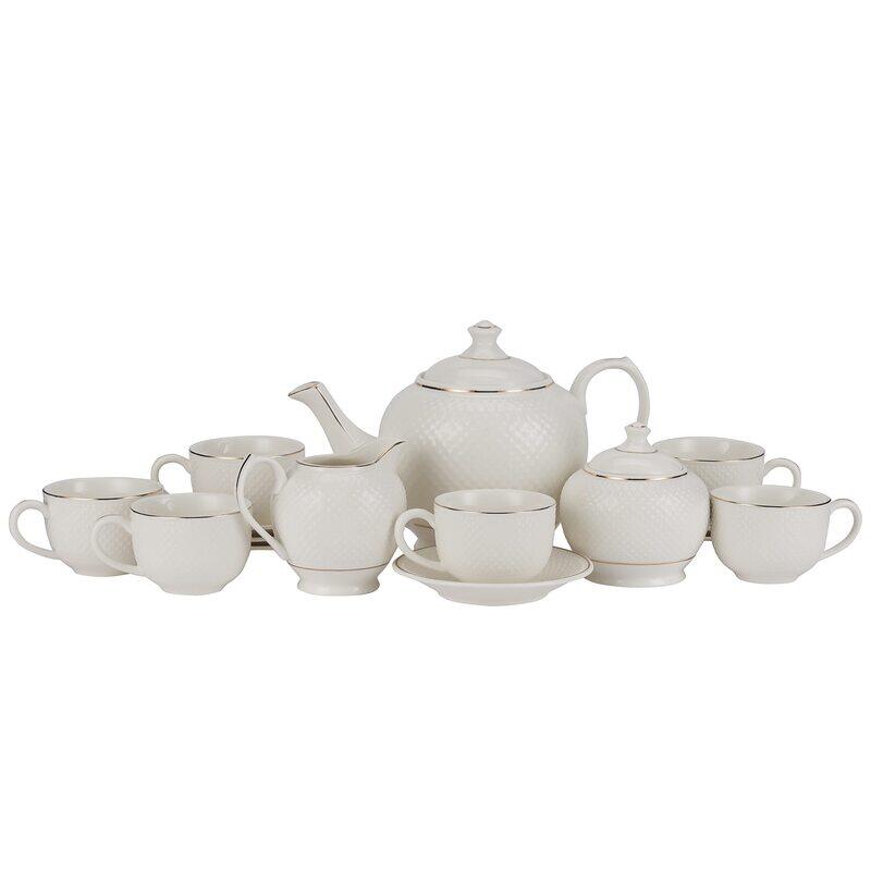 

Royalford 17-Piece Fine Bone China Tea Pot Set, White
