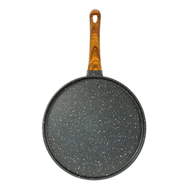 Royalford 28cm Aluminium Granite Coated Die-Cast Aluminium Pizza Pan, RF10767, 28x28x1cm, Black/Brown