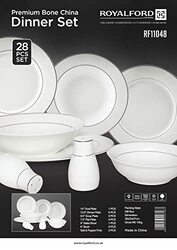 Royalford 28-Piece Stoneware Premium Bone China Dinner Set, White