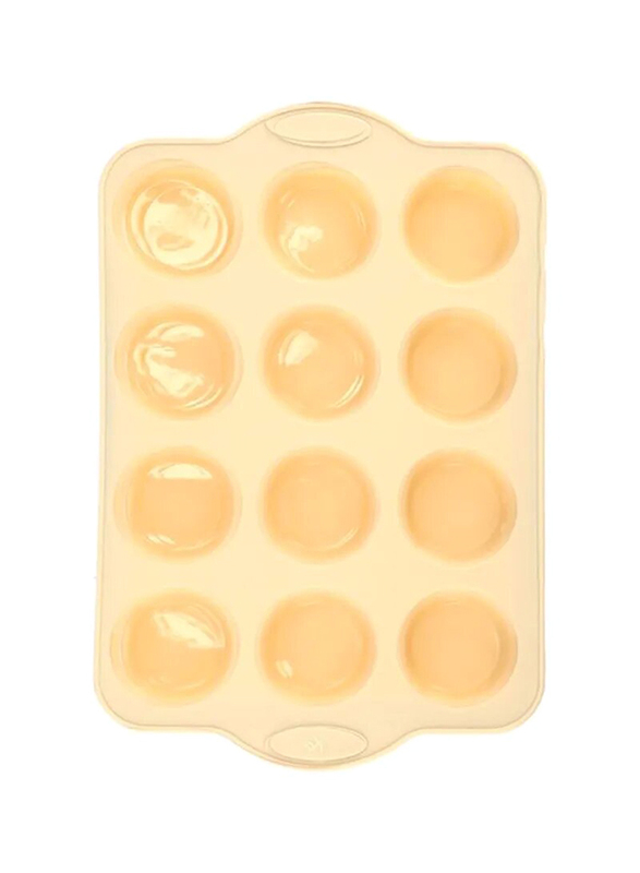 RoyalFord 34 x 22cm 12 Cups Silicone Muffin Pan, Beige