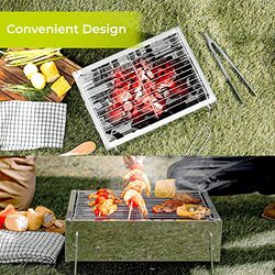 Royalford Portable Folding Charcoal BBQ Grill, RF10361, Silver