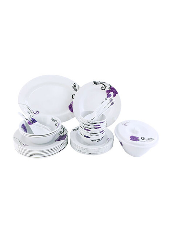 

RoyalFord 40-Pieces Flower Printed Melamine Dinnerware Set, RF6720, White