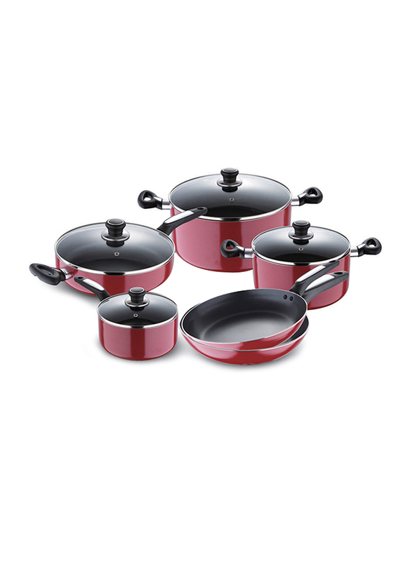 

Royalford 10-Piece Non-Stick Aluminium Cook Ware Set, RF8500, Red