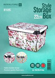 Royalford Multi-Purpose Style Storage Box, 22 Liters, White/Floral