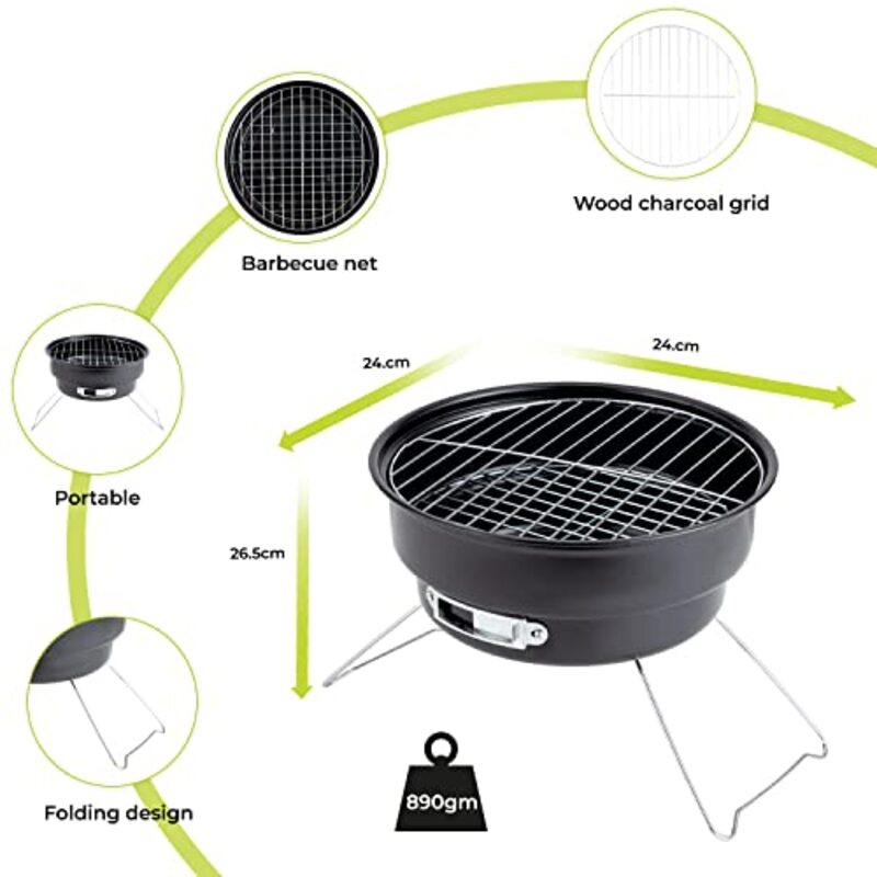 Royalford Round Barbeque Stand with Grill, RF10356, Black