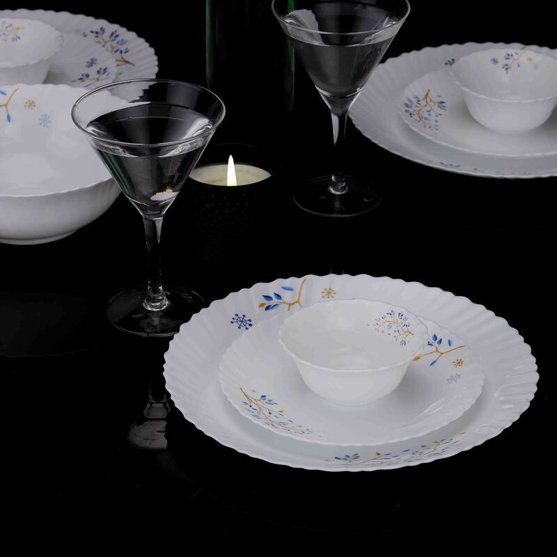 Royalford 50-Piece Opal Ware Lightweight Beautiful Design Dinner Set, RF10202, White