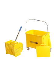 RoyalFord Cleaning Mop Bucket with Wringer and Heavy Duty Wheels, 24 Liters, Yellow