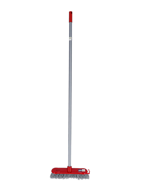 RoyalFord One Click Series Floor Broom Stick, Silver/Red