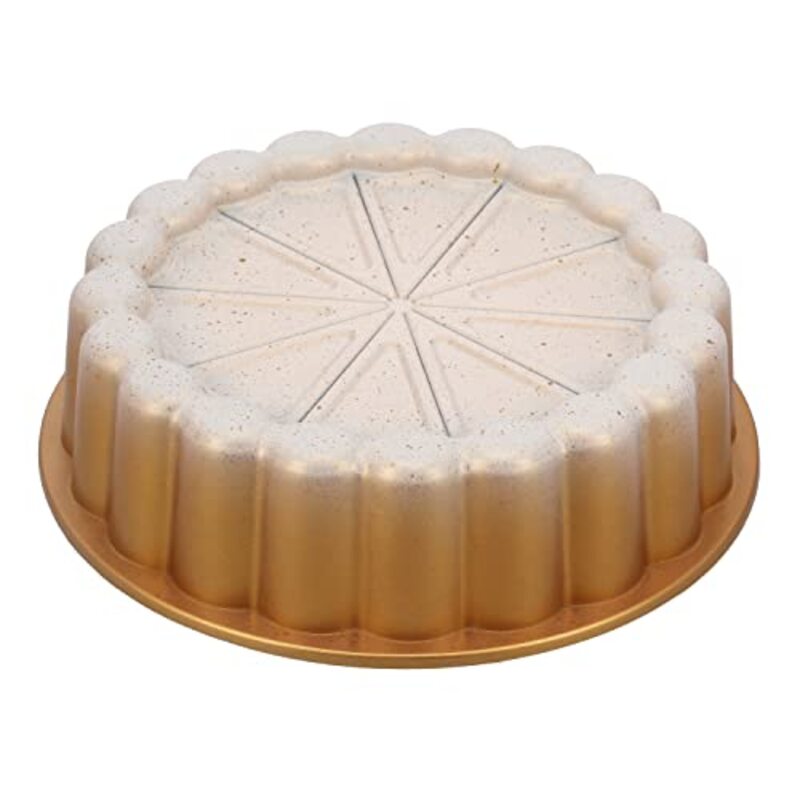 Royalford 26cm Elegant Aluminium Bakeware Bundt Cake Pan, RF10841, 26x7cm, Gold