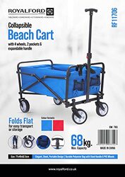 Royalford Collapsible Beach Cart, RF11706, Blue
