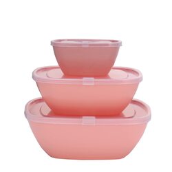 Royalford Bowl Set with Air-Tight Lid, 3 Piece, RF11008, Red