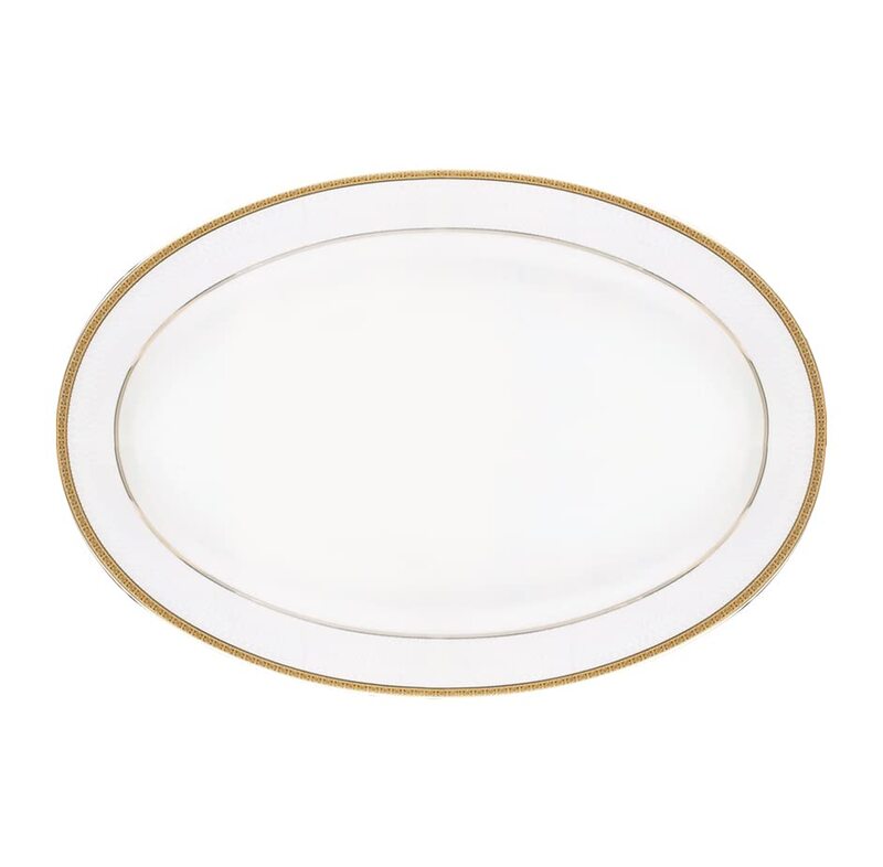 Royalford 14-inch Premium Bone China Plates Oval Dinner Plate, RF10466, White