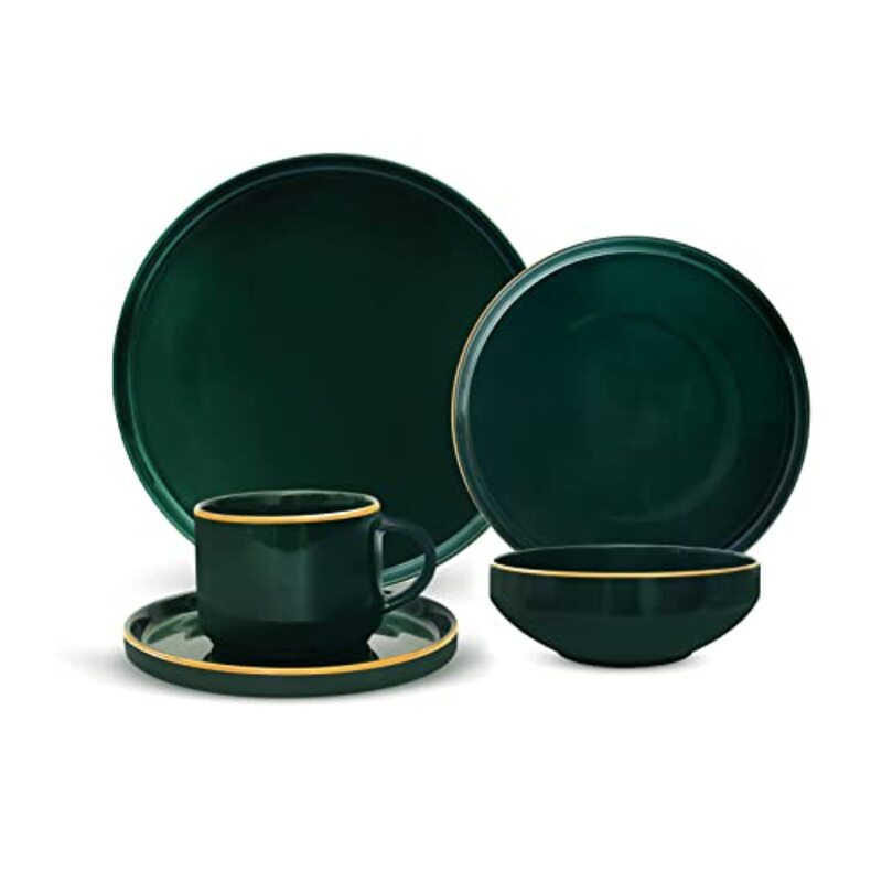 Royalford Gstorm 20-Piece Royalford China Fine Bone Dinner Set, Royal Green