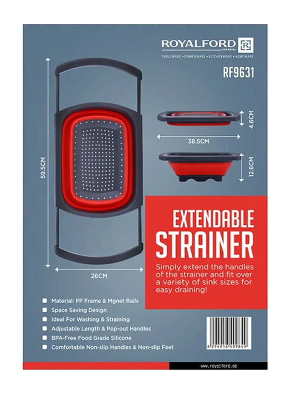 RoyalFord Extendable Strainer, Red/Grey