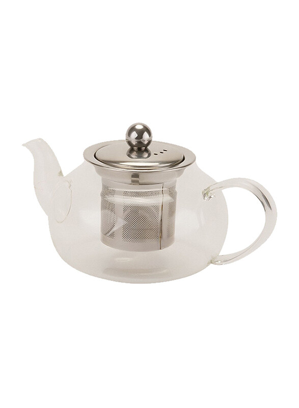 RoyalFord 600ml Glass Tea Pot with Stainless Steel Strainer, RFU9086, Clear