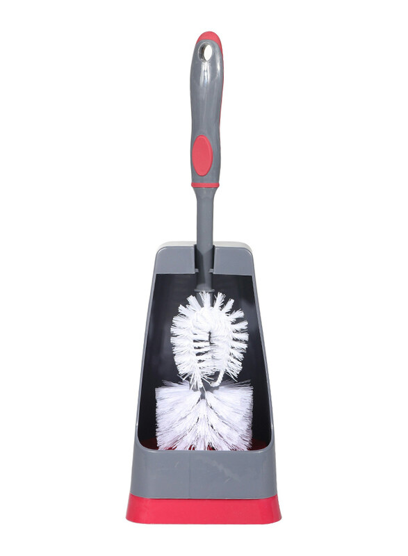 

Delcasa Toilet Cleaning Brush with Holder, Grey/Black/Red