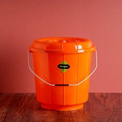 Royalford Plastic Bucket with Lid, RF11717, Orange, 18L