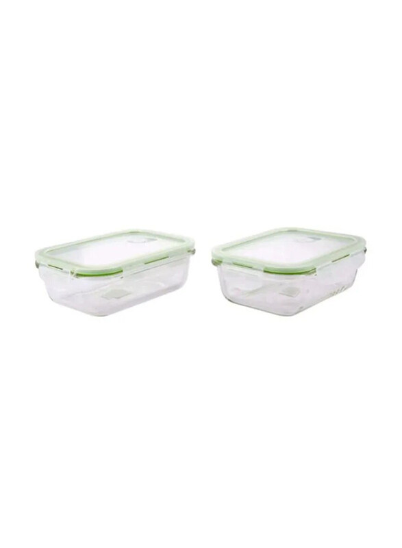 

Royalford Glass Rectangle Airtight Food Container, 2 x 600ml, Assorted